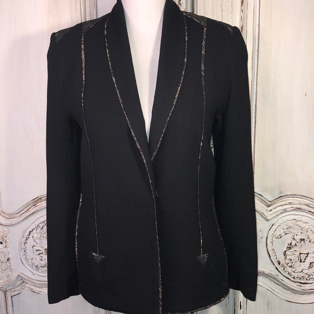 Vintage Sutton Place Laguna Beach Black with Gold Detailing Blazer Size Small
